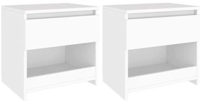 vidaXL Noptiere, 2 buc., alb, 40x30x39 cm, lemn prelucrat