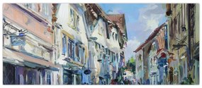 Tablou - Strada orașului vechi, pictură acrilică (120x50 cm)