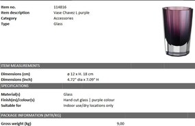 Vaza flori, Vas decorativ CHAVEZ L violet 114816 HZ