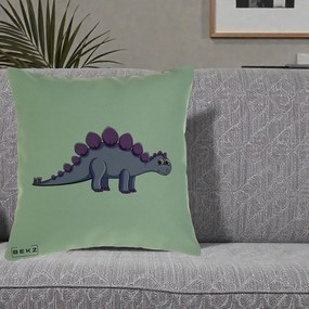 Perna Personalizata Stegozaur Mov, 40x40 cm, Verde, Husa Detasabila, Perna Inclusa, BEKZ®
