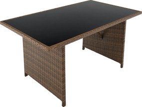 Set de grădină din ratan, maro deschis / negru, MADUL