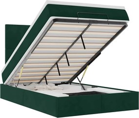 vidaXL Cadru de pat otoman cu saltele, catifea verde închis 120x200cm