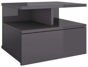800421 vidaXL Noptieră suspendată, gri extralucios, 40x31x27 cm, PAL