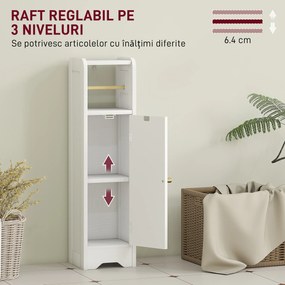HOMCOM Dulap Compact pentru Baie cu Suport Hârtie Igienică - Alb | Aosom Romania
