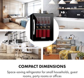 Klarstein Beersafe M Onyx, frigider, C, LED, 2 grătare metalice, ușă din sticlă, onyx