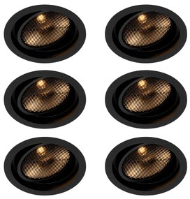 Set de 6 spoturi încastrate reglabile negre moderne - Coop 111 Honey