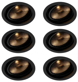Set de 6 spoturi încastrate reglabile negre moderne - Coop 111 Honey