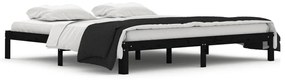 810389 vidaXL Cadru de pat, negru, 200x200 cm, lemn masiv de pin