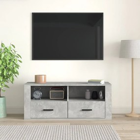 Comoda TV, gri beton, 100x35x40 cm, lemn prelucrat 1, Gri beton