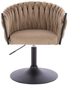 HR750N Scaun Latte din Catifea cu Bază Neagră