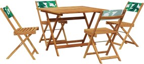 vidaXL Set mobilier de grădină 5 piese textil model frunze/lemn masiv
