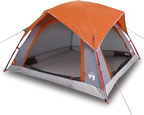 vidaXL Cabină cort de camping 4 persoane gri și portocaliu impermeabil