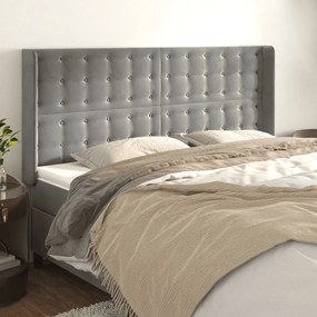vidaXL Tăblie de pat cu aripioare gri deschis 163x16x118/128cm catifea