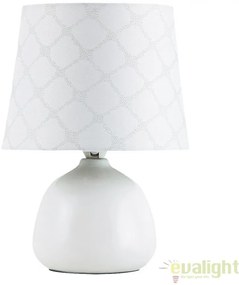 Veioza, lampa de masa, finisaj alb, diametru 18cm, Ellie 4379 RX