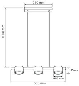 Lustră LED pe cablu MIRELLA 3xGX53/6W/230V auriu/negru