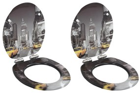 vidaXL Capace WC cu închidere silențioasă 2 buc. MDF design New York