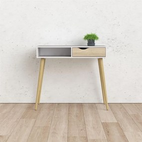Masuta consola alba in decor stejar OSLO 75388
