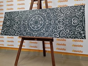 Tablou Mandala iubirii în design alb-negru