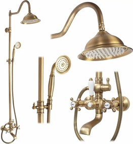 Coloana de dus cu baterie dubla comanda bronz periat Rea Bergamo