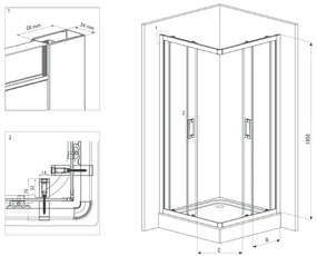 Set cabina dus neagra cu usa culisanta 90x90 cm plus cadita dus compozit Deante, Correo Square