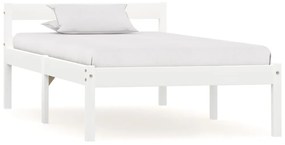 3060414 vidaXL Cadru de pat cu 2 sertare, alb, 90x200 cm, lemn masiv pin