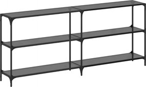 vidaXL Măsuță de cafea, blat din sticlă negră, 194,5x30x81 cm, oțel