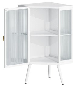 Dulap colțar cu ușă din sticlă, Alb | Aosom Romania