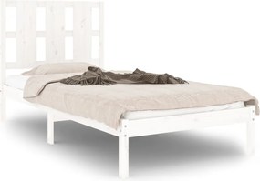 vidaXL Cadru de pat single, alb, 90x190 cm, lemn masiv