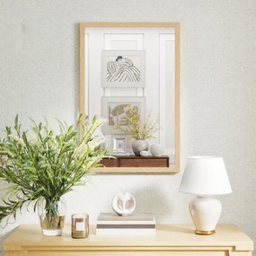 HOMCOM Oglindă de perete din sticlă și MDF, 40x60 cm, Culoare Lemn | Aosom Romania