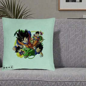 Perna Personalizata Dragon Ball Goku si Shenron Actiune, 40x40 cm, Verde Menta, Husa Detasabila, Perna Inclusa, BEKZ®