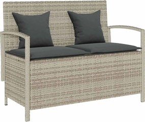 vidaXL Bancă de depozitare de grădină cu pernă polirattan gri deschis