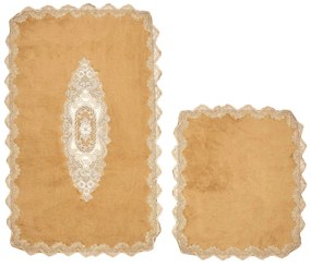 Set covorase de baie 2 piese, Alanur Home, Selonya D, Poliester, Maro deschis