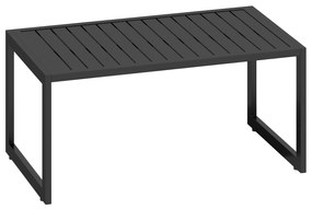 Outsunny Masă de cafea exterioară cu blat cu lamele, cadru din aluminiu, pentru balcon, terasă, 90 x 50 x 42 cm, negru | Aosom Romania