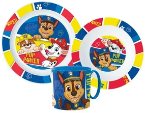 Patrula Cățelușilor Set de masă Pup Power, set microplastic cu cană 265 ml