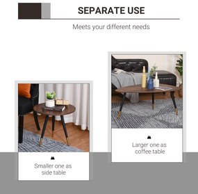 HOMCOM Masute de sufragerie in Stil industrial, Set 2 piese, Masute de sufragerie din Lemn Forma de Picatura Culoare Nuc | Aosom Romania