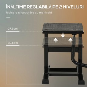 DURHAND Suport Motociclete din Oțel, Suport pentru Motociclete cu Suprafața și Manivelă din Cauciuc, 48x34x43 cm, Negru | Aosom Romania