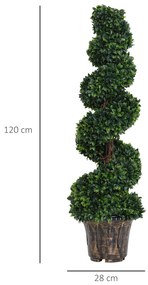 Outsunny Plantă Artificială Decorativă Buxus în Spirală cu Ghiveci Inclus, Ф32x120 cm, Verde | Aosom Romania