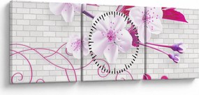 Tablou cu creangă înflorită (cu ceas) (90x30 cm)