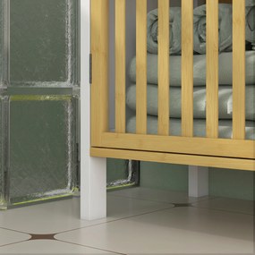 HOMCOM Dulap sub lavoar 2 uși cu raft reglabil dulap de depozitare pentru lavoar 60 x 30 x 70 cm MDF și bambus | Aosom Romania