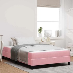 vidaXL Pat boxspring cu saltea Roz 120 x 190 cm Catifea