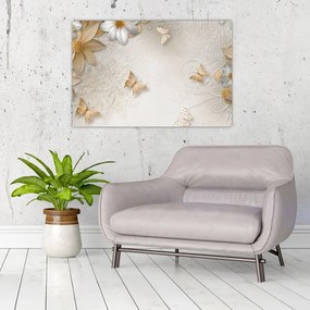 Tablou - Flori cu fluturi (90x60 cm)