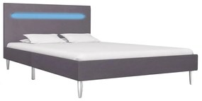 Cadru de pat cu LED-uri, gri, 120 x 200 cm, material textil Gri, 120 x 200 cm