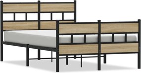 vidaXL Cadru de pat metalic fără saltea, stejar sonoma, 120x200 cm