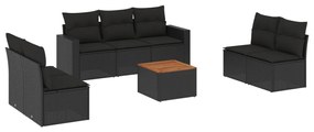 3256405 vidaXL Set mobilier de grădină cu perne, 8 piese, negru, poliratan