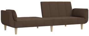 Canapea extensibila cu 2 locuri,taburet2 perne,textil,maro Maro, Cu scaunel pentru picioare