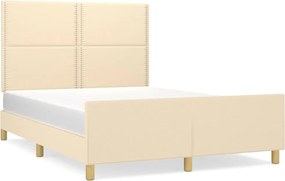 vidaXL Cadru de pat fără saltea, crem, 140x190 cm, textil
