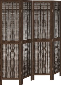 vidaXL Paravan cameră 4 panouri, maro închis, lemn masiv paulownia