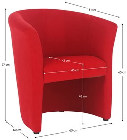 Fotoliu de club, roşu, CUBA