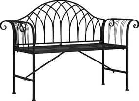 vidaXL Bancă de grădină cu 2 locuri, negru, 128 cm, oțel