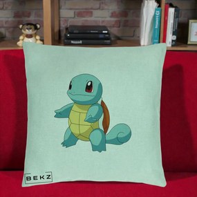 Perna Personalizata Squirtle Pokemon, 40x40 cm, Verde Menta, Husa Detasabila, Perna Inclusa, BEKZ®